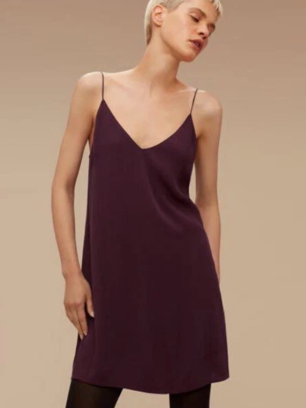 Aritzia Wilfred Free Vivienne Slip Dress Mini Burgundy Plum Size L
